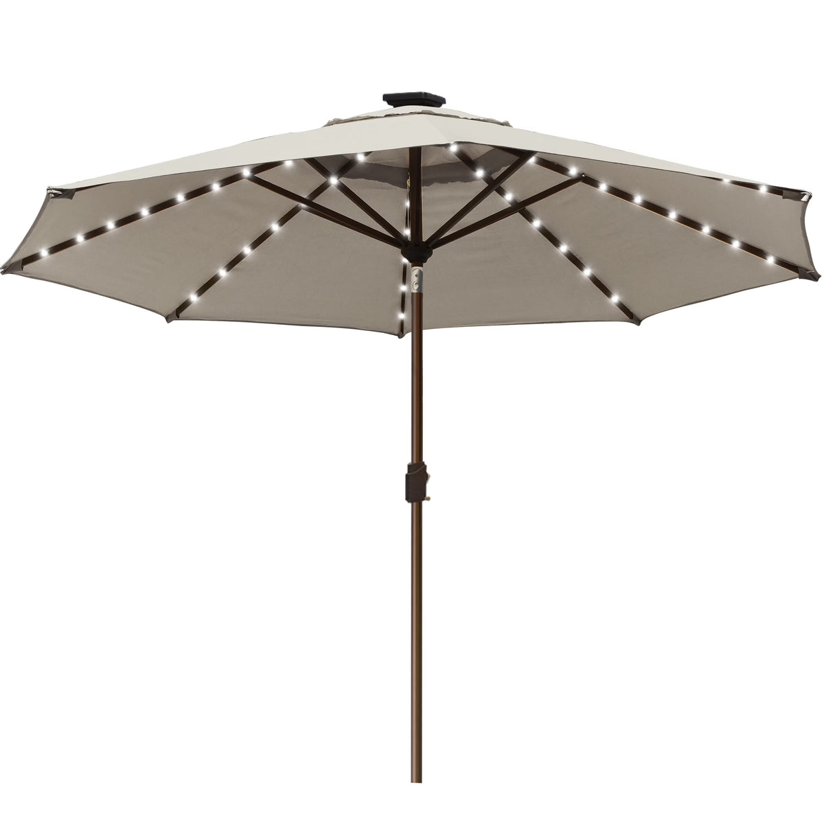 EliteShade Sunbrella Solar Umbrellas 9ft Market Umbrella with 80 LED Lights Patio Umbrellas Outdoor Table Umbrella with Ventilation and 5 Years Non-Fading Top,Ruby