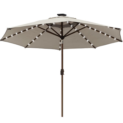 EliteShade Sunbrella Solar Umbrellas 9ft Market Umbrella with 80 LED Lights Patio Umbrellas Outdoor Table Umbrella with Ventilation and 5 Years Non-Fading Top,Ruby