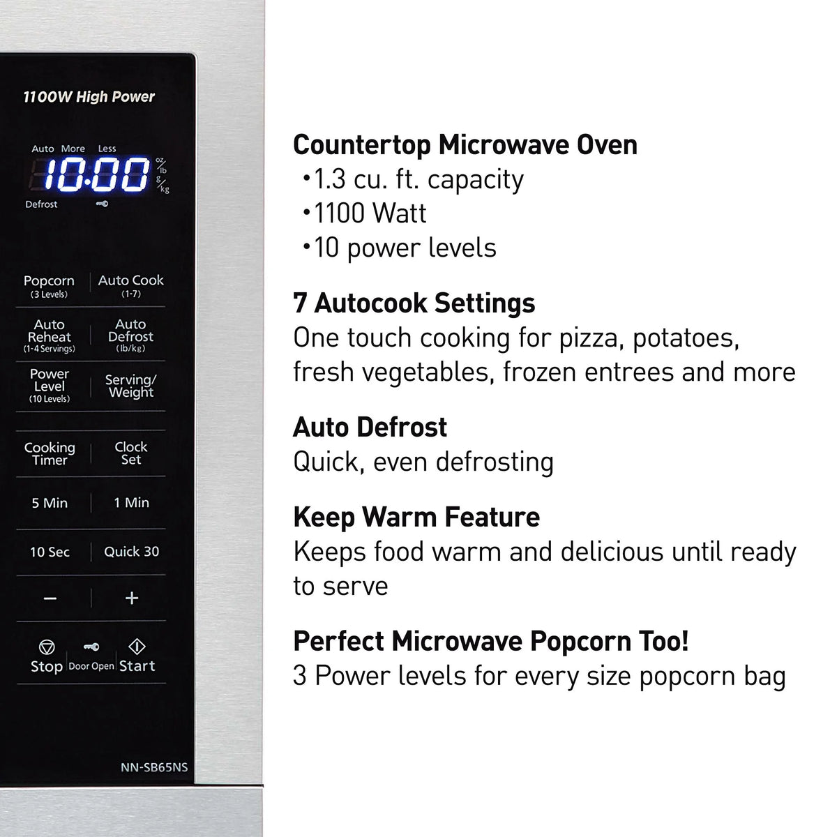 Panasonic 1.3 cu ft Countertop Microwave Oven in Glass Door