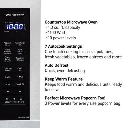 Panasonic 1.3 cu ft Countertop Microwave Oven in Glass Door