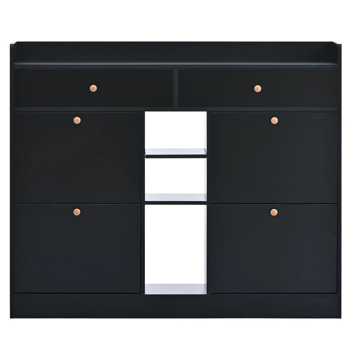 Aukfa Shoe Cabinet with 4 Flip Drawers and 2 Storage Drawers- Black