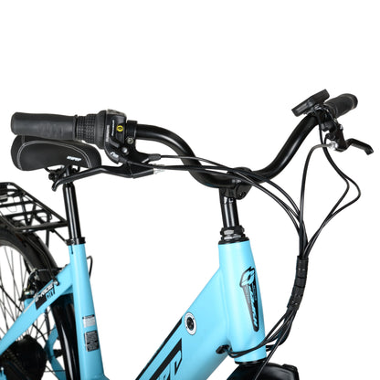 Hyper Bicycles E-Ride 700C 36V Electric Commuter E-Bike for Adults, Pedal-Assist, 250W Motor, Blue