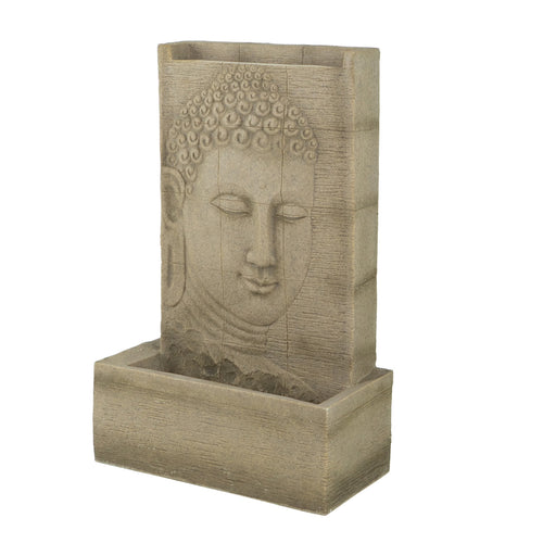 A&B Home 39 Inch High Sandstone Buddha Water Fountain with Light, Large Buddha Fountain Outdoor
