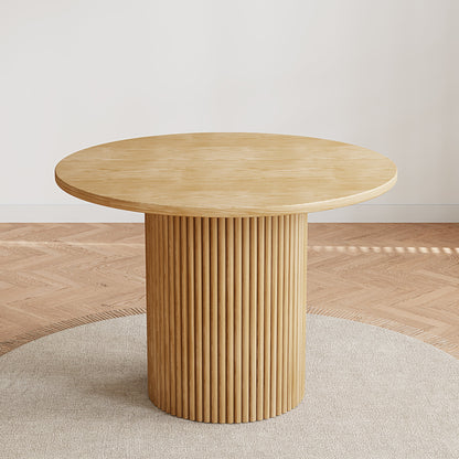 Rophefx 35.4" Solid Wood Round Dining Table with Handcrafted Relief Pedestal,Circle Dining Table,Walnut