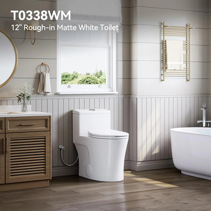 HOROW Compact One Piece Toilet with Comfort Seat ADA Height 17.3" Elongated Dual Flush 0.8/1.28 GPF