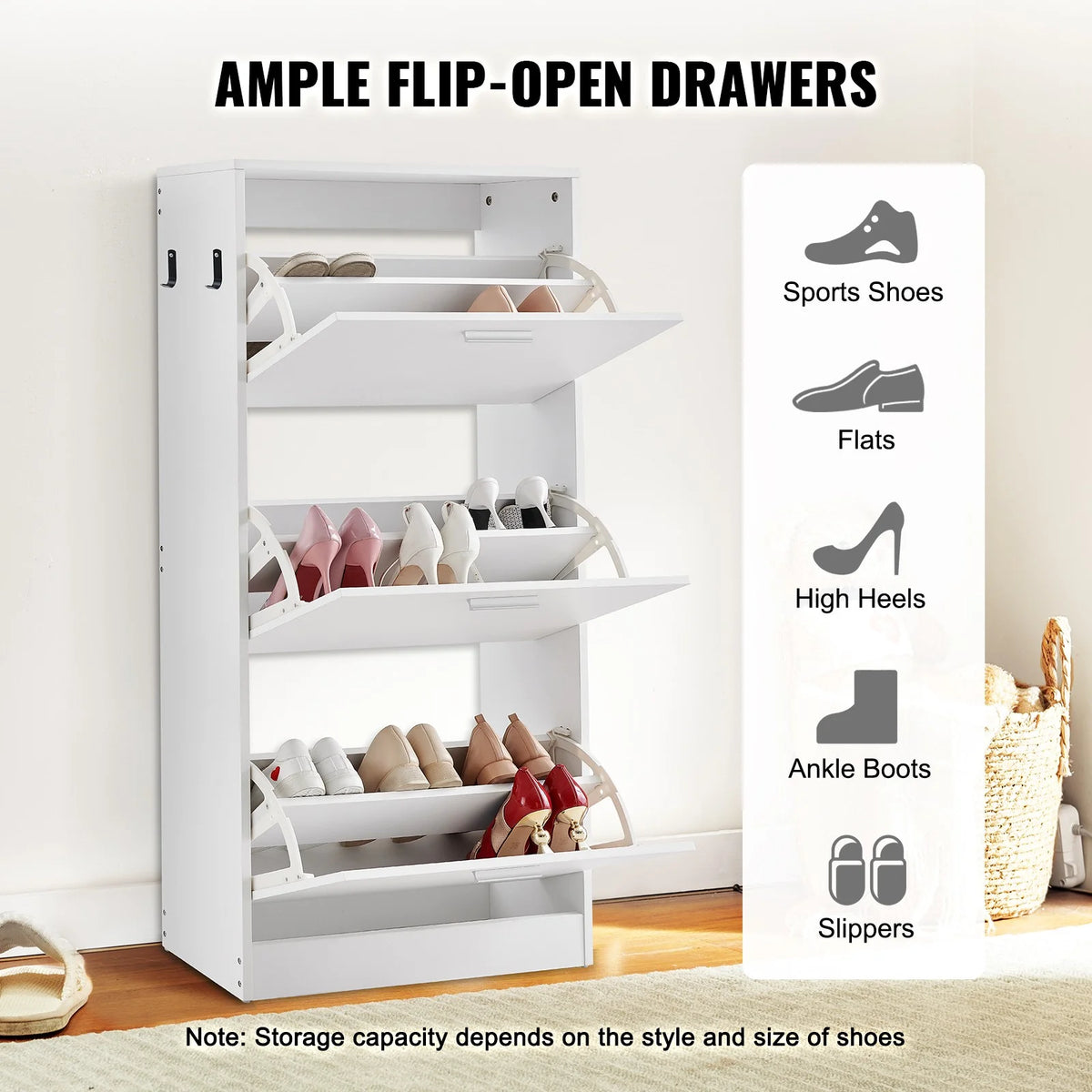 Hyxoo 3 Flip Drawer Shoe Cabinet �C Sleek Entryway Storage, Spacious Organizer for Shoes, Practical Home Furniture