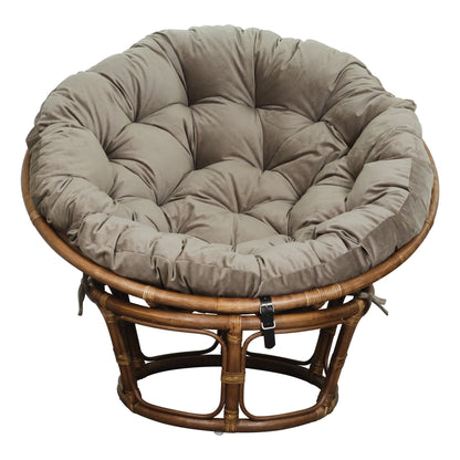 OSP Home Furnishings Specialty Seating Series Papasan Chair, Brown Rattan Frame with Green Round Pillow Cushion