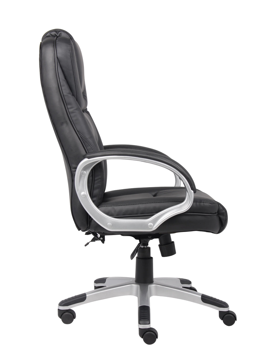 Boss Office Products LeatherPlus Executive Chair with Casters, Black