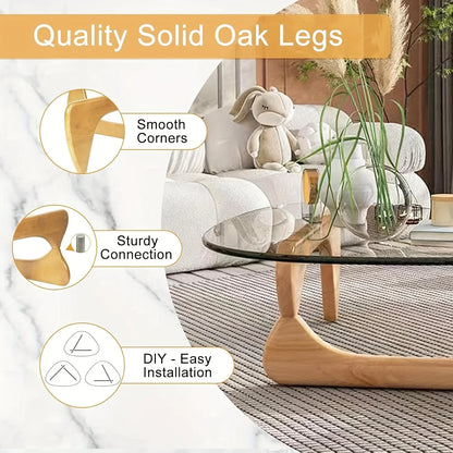Coffee Tables For Living Room - Triangle Glass Coffee TableWithWoodenBaseMid.Century Modern Abstract End Table For Study RoomOfficeHoteBalcony( Medium 32.3*22.4*15.7)