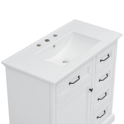 Christopher Knight Home 36" Bathroom Vanity with Sink, Tip-out Drawers, Soft-Close Doors, Grey