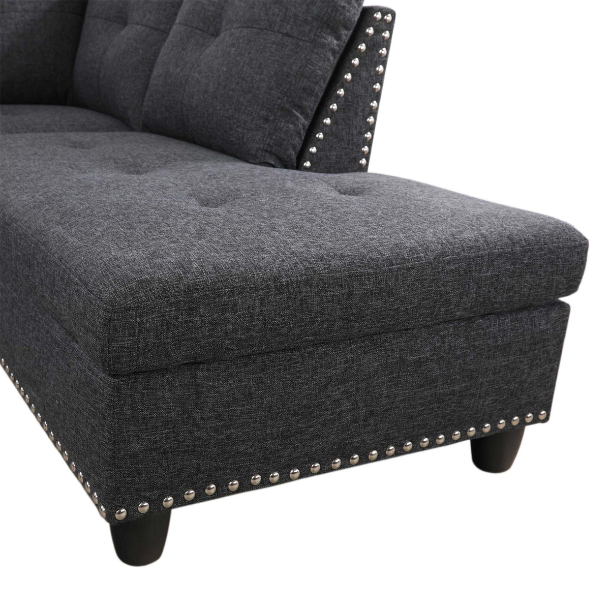 Aukfa 3 Piece Sectional Sofa, Living Room Couch with Storage Ottoman&Cup Holder, Linen, Right Hand, Purple