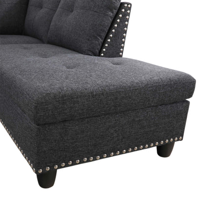 Aukfa 3 Piece Sectional Sofa, Living Room Couch with Storage Ottoman&Cup Holder, Linen, Right Hand, Purple