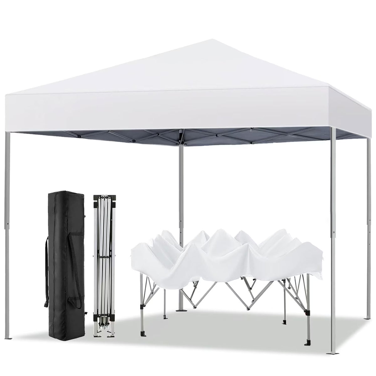 GVDV Canopy Tent, 10x10 ft Easy Pop up Outdoor Canopy Tent, Portable Straight Leg Gazebo Instant Canopy, Blue
