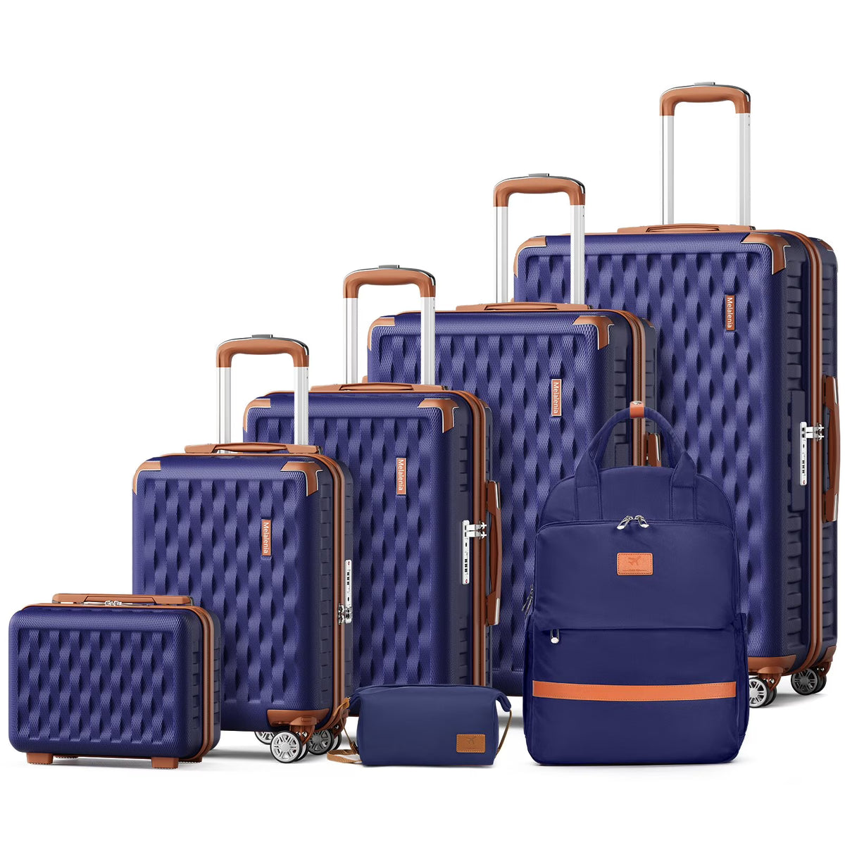 Melalenia - 7 Luggage Sets ABS Hardside Spinner Luggage -With Spinner Wheels and TSA Lock-White