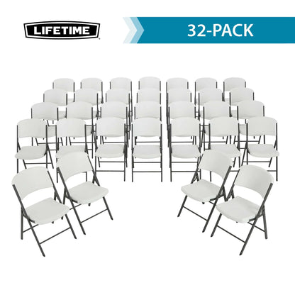 Lifetime Combo Set of (4) 8-Foot Rectangle Folding Tables & (32) Chairs, Indoor/Outdoor Use, White (80147)