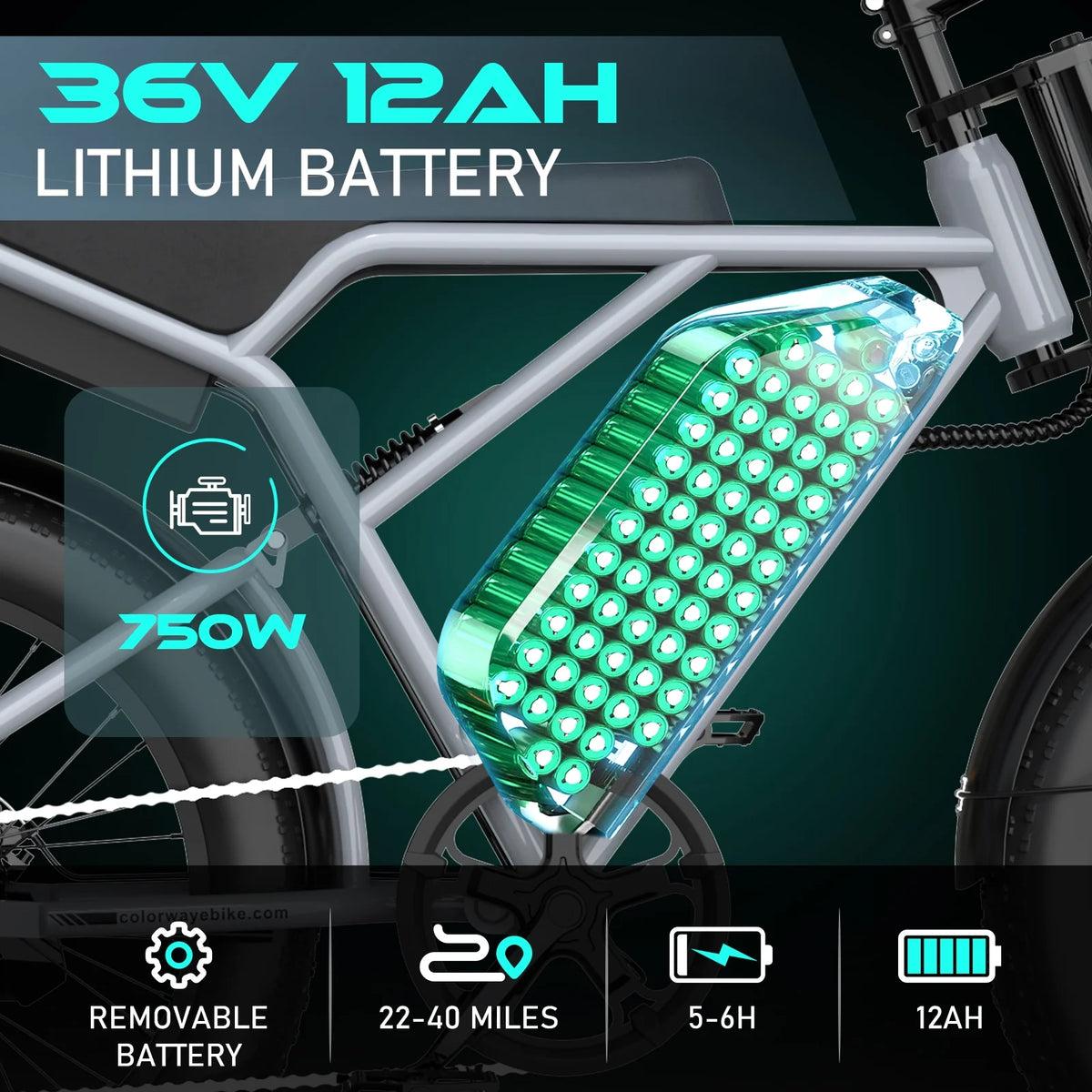 COLORWAY 750W 20"x4.0 Fat Tire Electric Bike, 48V 15Ah Battery, Off-road E-Bike for Adults, UL2849 Certified