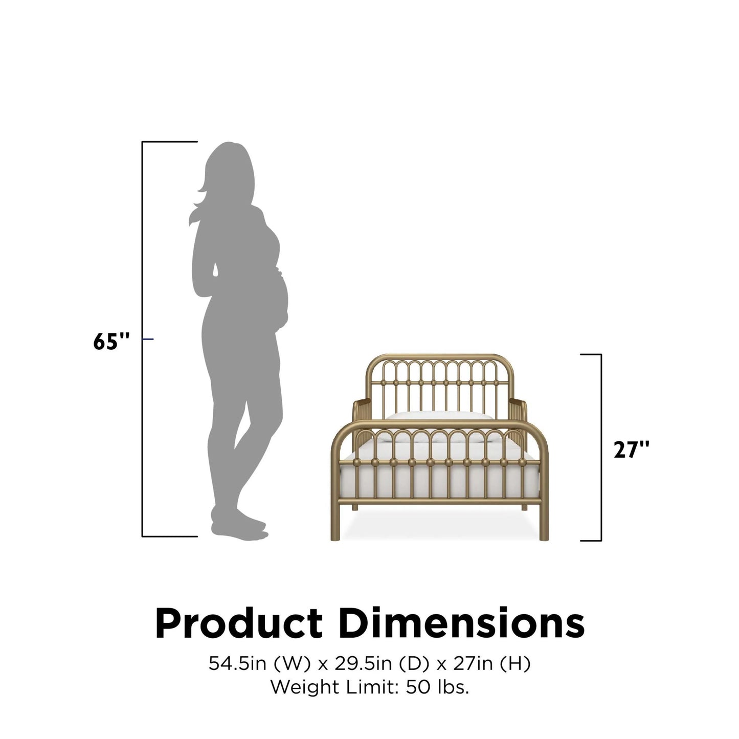 Little Seeds Monarch Hill Ivy Metal Toddler Bed, Gold