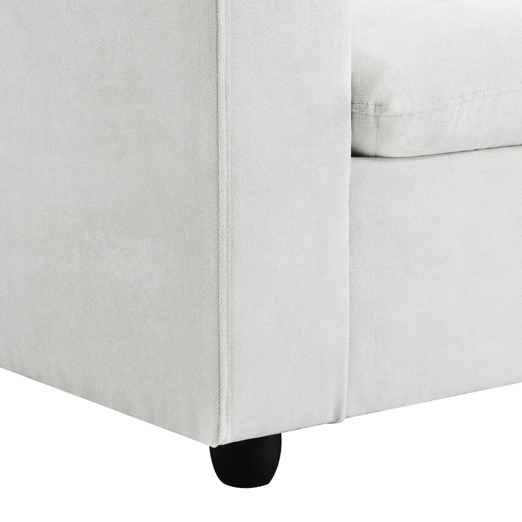 Harper & Bright Designs Modern Sectional Sofa 3 Seat Couch with Ottoman, Upholstered L Shaped Cloud Couch for Small Space Apartment Office, White