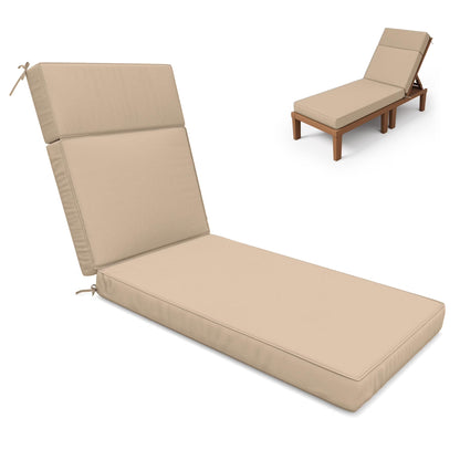 Kimunuk Outdoor Chaise Lounge Cushions set of 2, 80" x 26" x 4" Waterproof Pool Beach Recliner Replacement Cushions with Ties, Navy