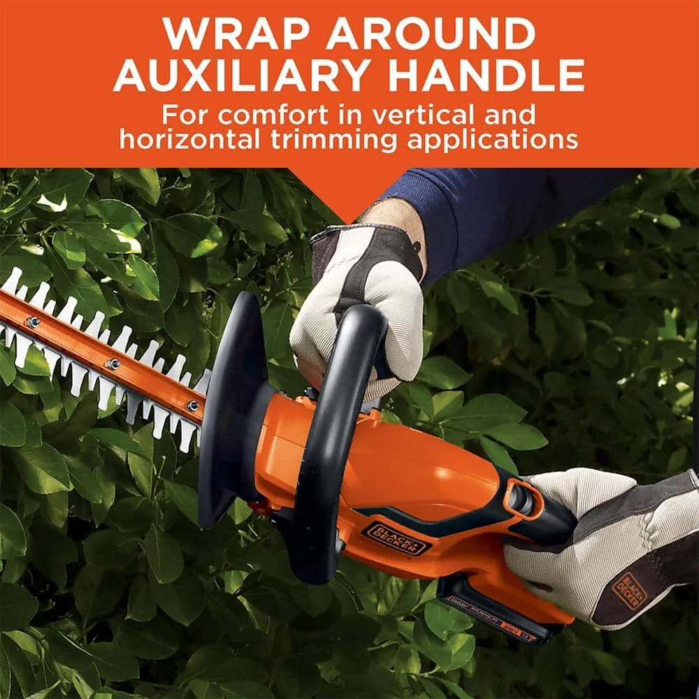 BLACK+DECKER 20V Cordless Hedge Trimmer, 22-Inch, 1.5Ah, Battery and Charger Included