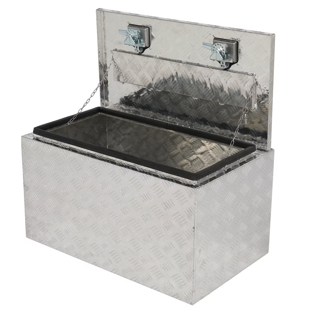 GZXS 36" Aluminum Storage Box Truck Underbody Toolbox Trailer RV Tool Heavy Duty Aluminum Tool RV ATV Trailer Storage Boxes W/Locks Keys Silver (36" x 18" x 17")