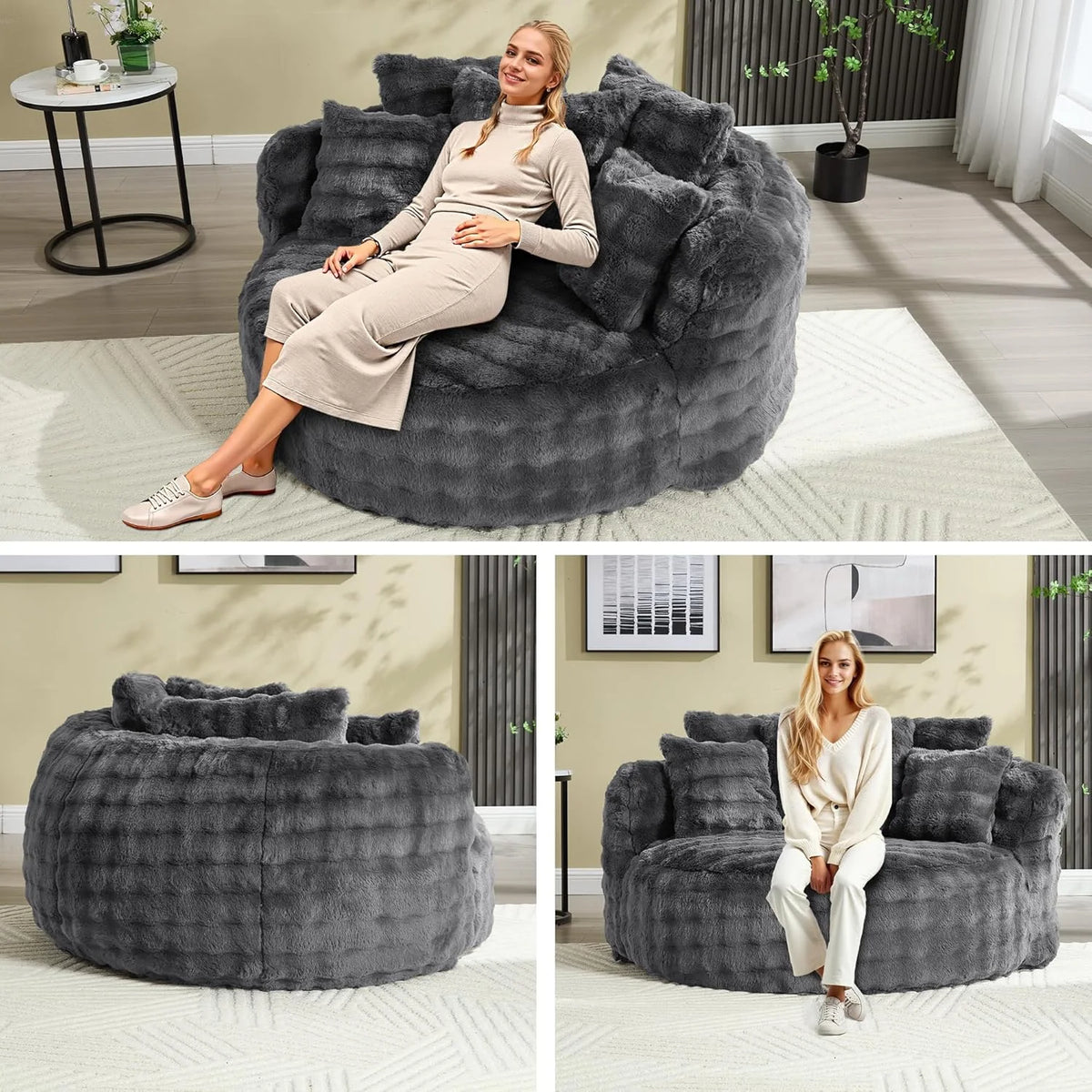 Wiilayok 58'' Oversized Chaise Lounge Chair Indoor,Thickened Backrest Sleeper Sofa Couch with Soft Pillows for Living Room, Gray