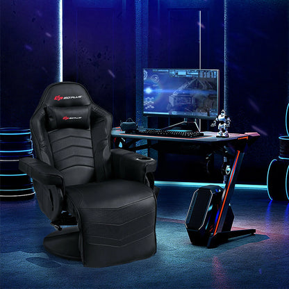 Goplus Massage Gaming Recliner Reclining Racing Chair Swivel Black