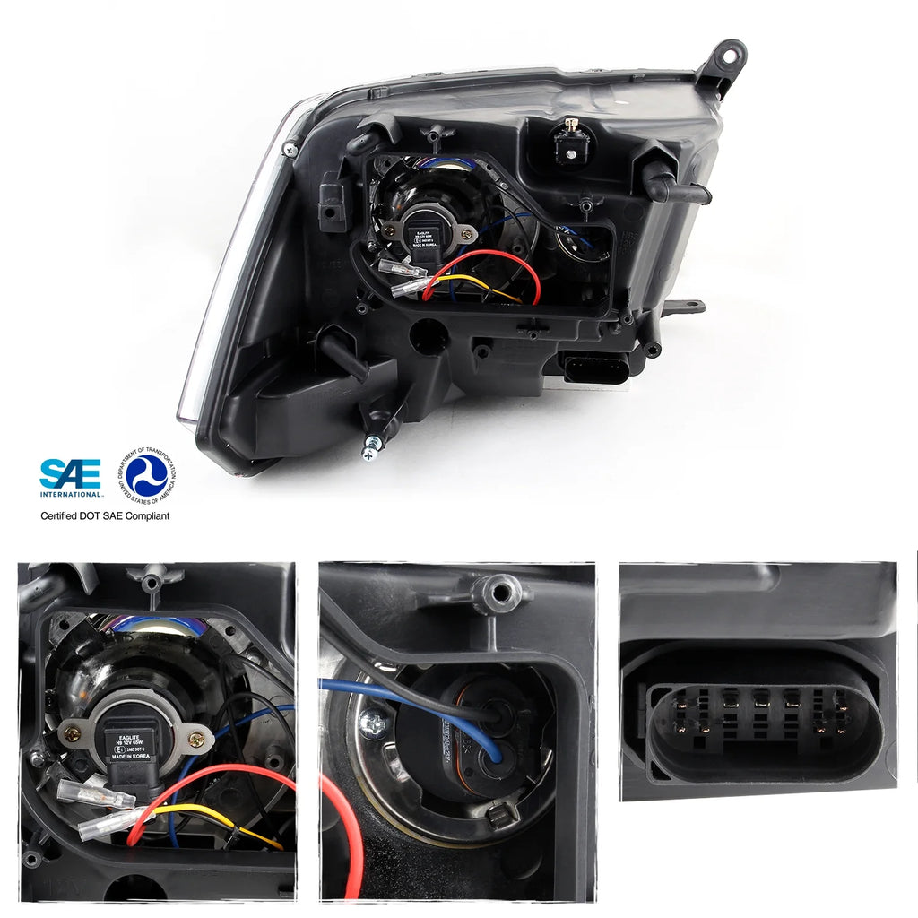 AKKON - [Factory Upgrade] For 09-18 Dodge Ram 1500 2500 3500 Dual Projector LED DRL Headlights With Light bulbs