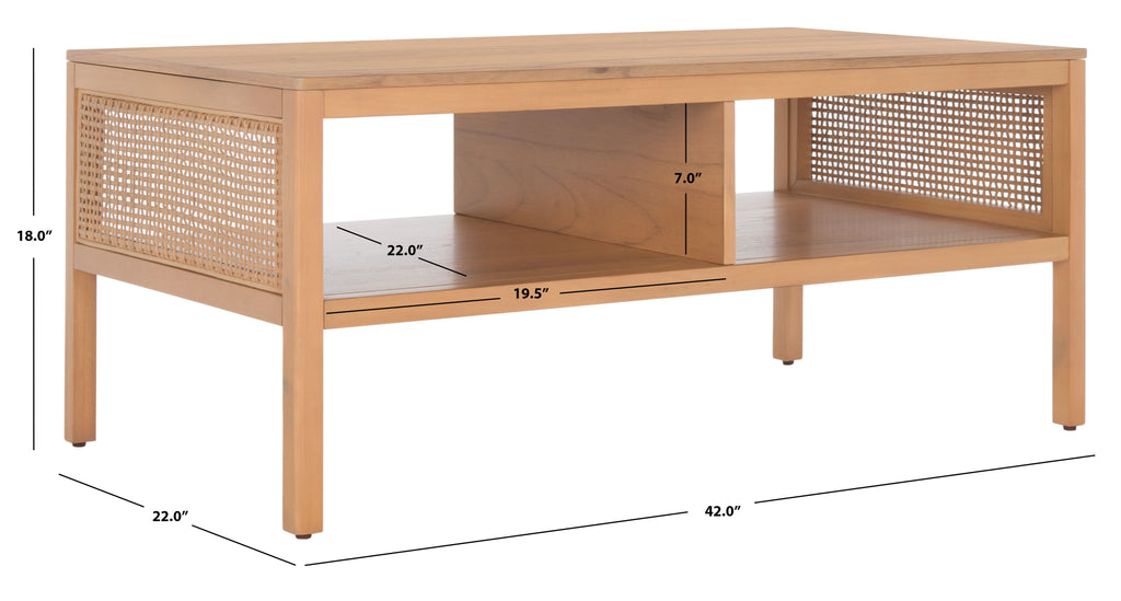 SAFAVIEH Miya Solid 2 Shelf Coffee Table Wood, Natural