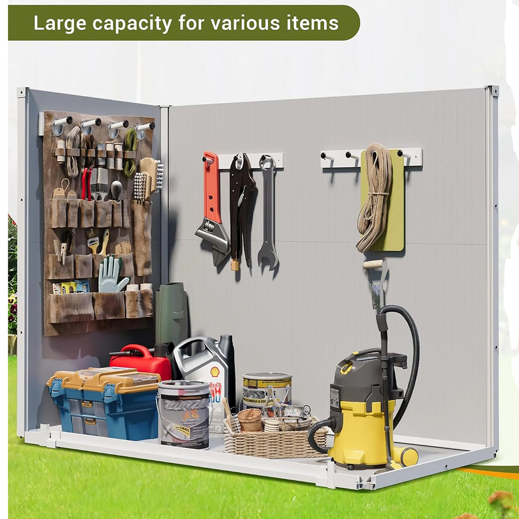 5'��3' Outdoor Storage Shed, Resin Storage Cabinet, Garden Tool Shed with Double Lockable Doors, Organizer Cabinet for Patio Yard, Gray