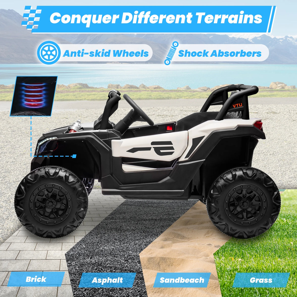 Joyracer 4WD 24 Volt Ride on Toys, 2 Seater Power Car wheels UTV with 800W Motors, Remote Control, Bluetooth Music, Spring Suspension, LED Light, Pink