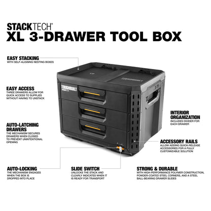ToughBuilt StackTech 1 Drawer Toolbox, Heavy-Duty Stackable Tools Storage, 50 lb Capacity