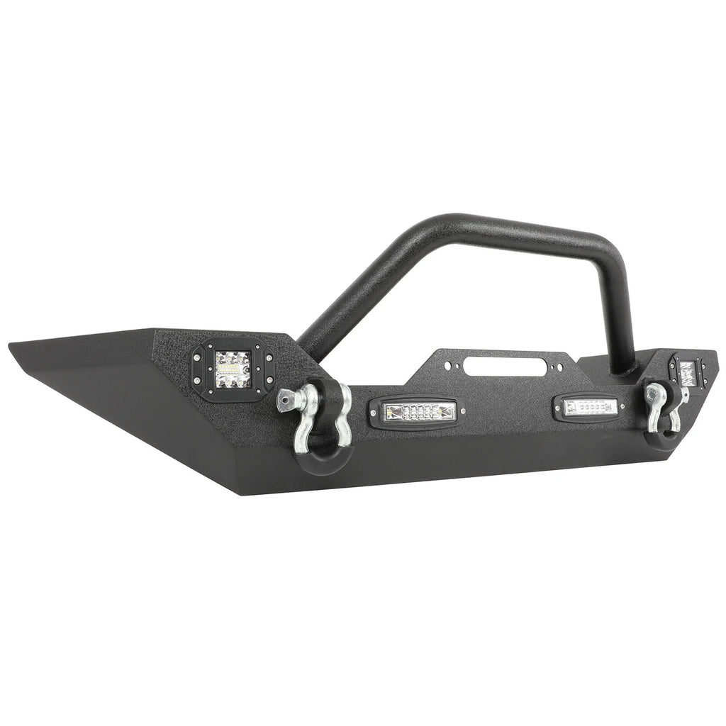 cciyu Front Bumper Compatible for Wrangler JK/JL 2007-2022 with D-ring, LED Lights