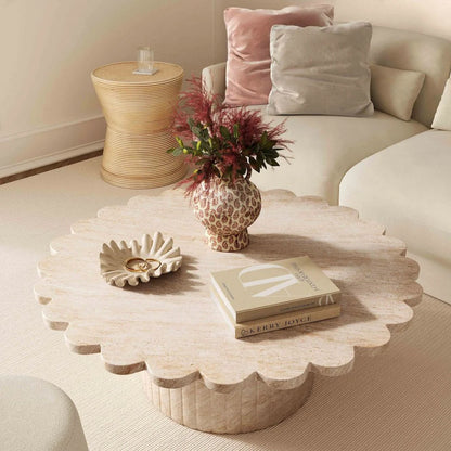TOV Furniture Blossom Washed Travertine Finish Indoor/Outdoor Coffee Table