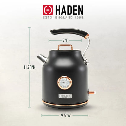 Haden Dorset 1.7 Liter Electric Water Kettle with Base, Putty & Chrome