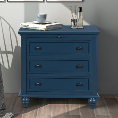 EUROCO 28�� Larger Solid Wood 3-Drawer Side Table Nightstand, End Table with Pull out Tray for Bedroom, Living Room, Hallway, Entryway,White