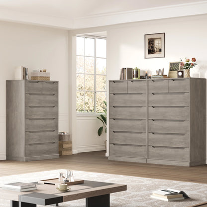 Homfa 7 Drawer White Dresser, 51.3"H Wood Storage Cabinet with Upgraded Stable Base, Vertical Chest for Bedroom Living Room