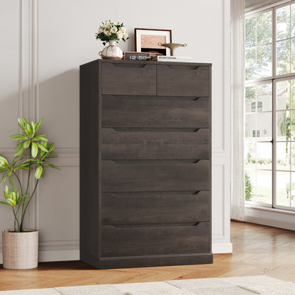 Homfa 7 Drawer White Dresser, 51.3"H Wood Storage Cabinet with Upgraded Stable Base, Vertical Chest for Bedroom Living Room