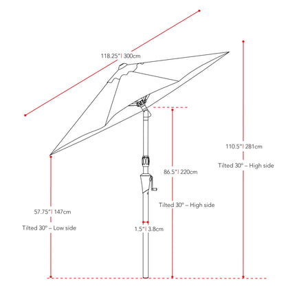 CorLiving 10 Foot Wind Resistant Patio Umbrella, Outdoor Parasol with Crank Tilt, Round Market Umbrella for Patio, Umbrella with Crank, Tilt Umbrella, Outdoor Umbrella, Turquoise