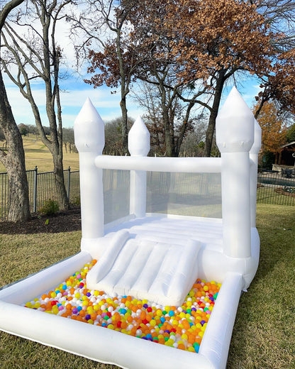 Connsann White Bounce House Oxford with Air Blower & Ball Pit for Kids Birthday Party, 13' x 8' x 8'