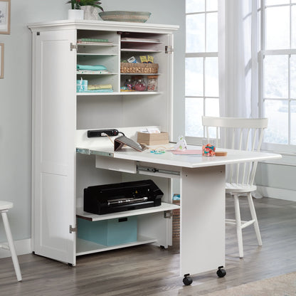 Sauder Craft & Sewing Armoire in Soft White, Soft White Finish
