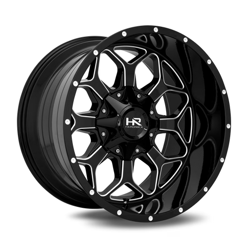 HARDROCK INDESTRUCTIBLE 20X12 6X135/6X139.7 -51ET 125.2CB GLOSS BLACK MILLED WHEEL