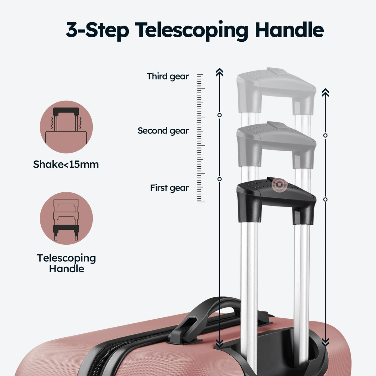3 Piece Luggage Sets Hard Shell Suitcase Set with Spinner Wheels for Travel Trips Business 20" 24" 28", Rose Gold