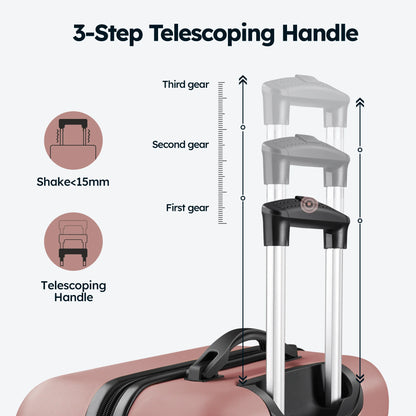 3 Piece Luggage Sets Hard Shell Suitcase Set with Spinner Wheels for Travel Trips Business 20" 24" 28", Rose Gold