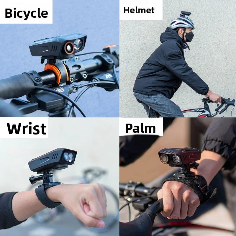 4K Motorcycle Camera with Light and Horn, Cycling Dash Cam with 6-Axis Stabilization, Night Vision, Waterproof, 128G Support