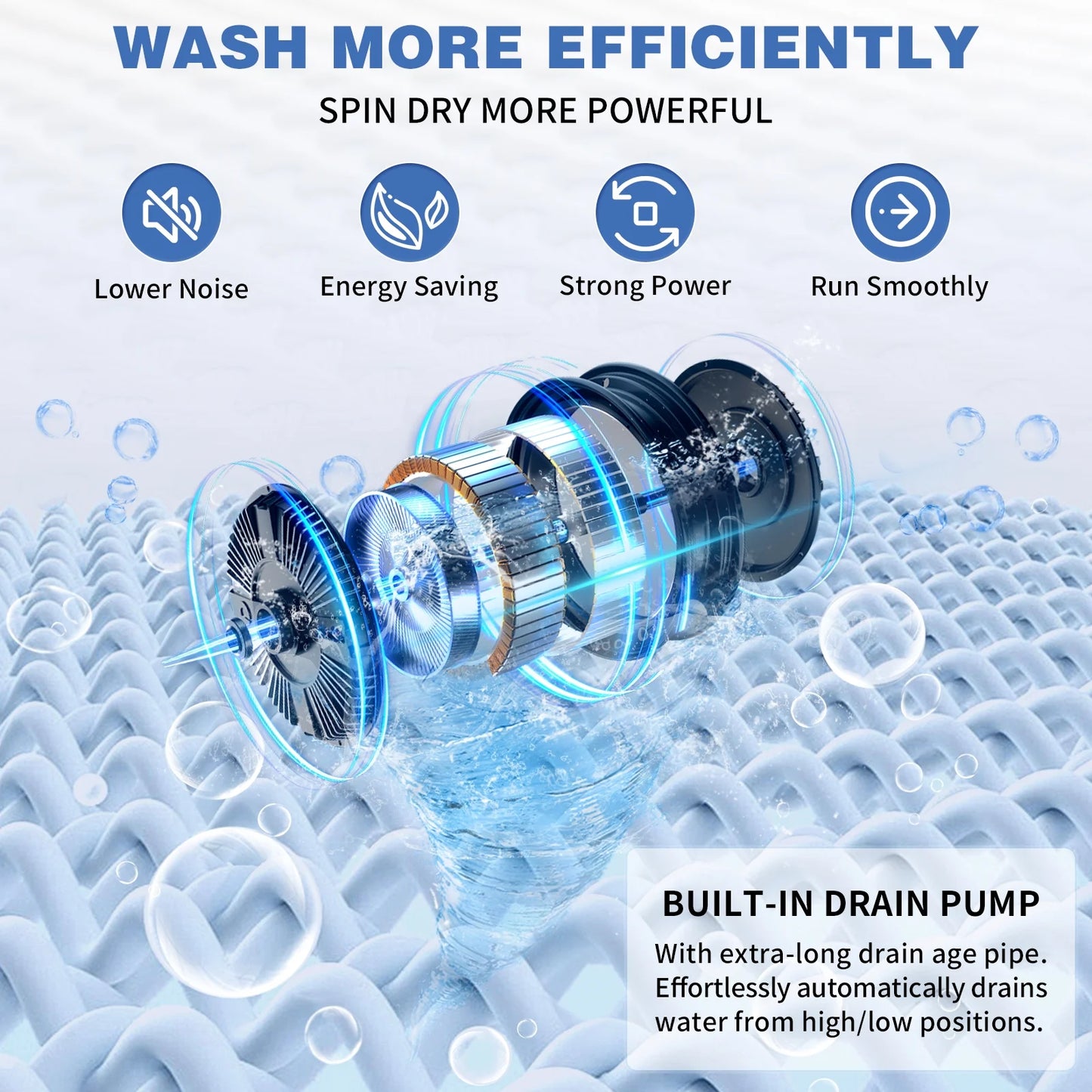 Zimtown Full Automatic Washing Machine, 25 lbs Top Load Portable Washer with Drain Pump