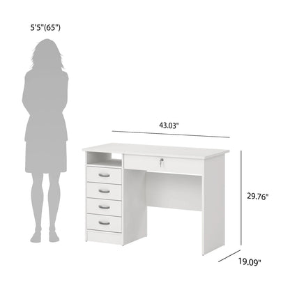 Tvilum Walden 5 Drawer Office Desk with 1 Locking Drawer for Adults, White