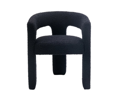 Guyou Modern Sherpa Upholstered Dining Chair, Cute Barrel Side Armchair Kitchen Chair with Armrests and Back for Living Room Dining Room Bedroom, Green