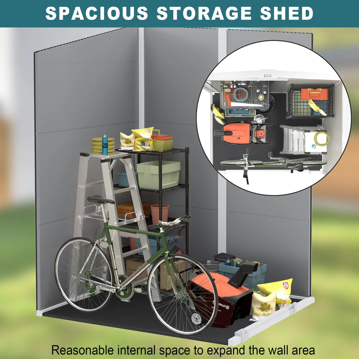 Outdoor Shed & Storage, Seizeen All-Weather Plastic Sheds 82'' H, Sloped Top Garden Shed with Window, Heavy-Duty Resin Outdoor Storage W/Floor, Gray