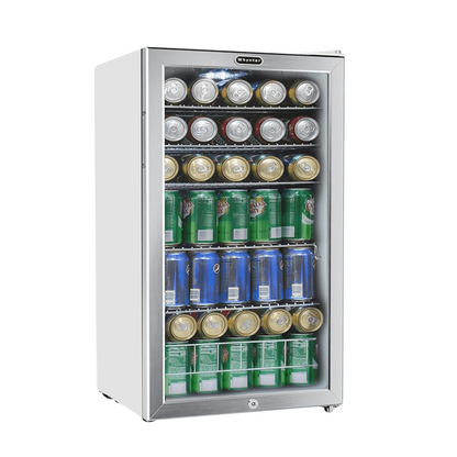 Whynter 3.3 Cubic Foot Beverage Center Fridge with Lock Stainless Steel